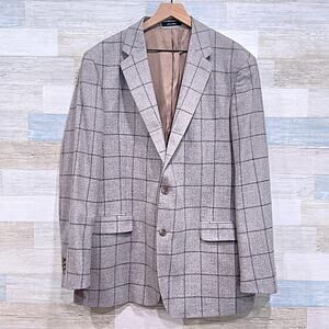 Patrick James Vitale Barberis Canonico Sport Coat Taupe Check Wool Silk Mens 46L